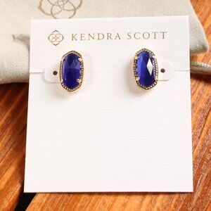 Kendra Scott Ellie Gold Cobalt Cat's Eye Stud Earrings fashion